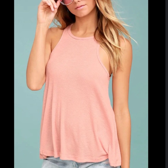 Free People Long Beach Ribbed Tank Pink Women’s Size Small Made in USA - Picture 1 of 7